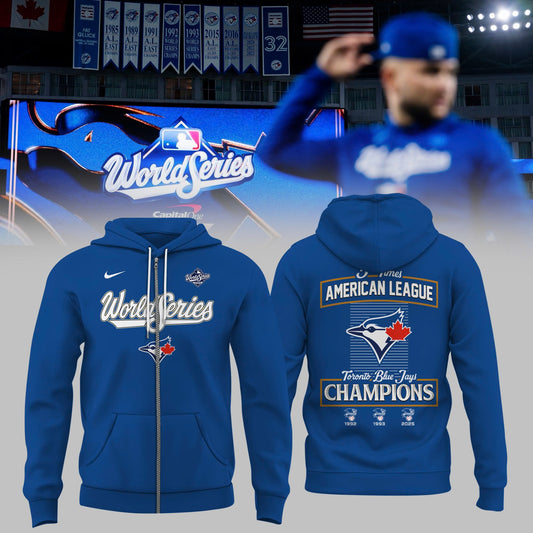 Toronto Blue Jays Royal 2025 World Series Collection Therma Fleece Zip Hoodie v4