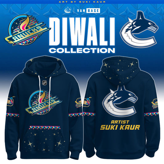 Vancouver Canucks 2025 Navy Diwali Skate Hoodie Limited Edition