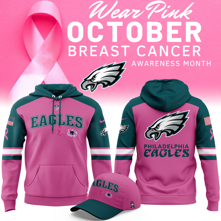 Limited Edition Philadelphia Eagles Breast Cancer Awareness Hoodie 2025