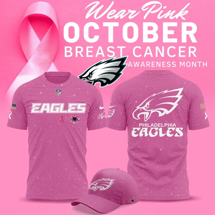 Exclusive Version Philadelphia Eagles Breast Cancer Awareness Pink Tshirt 2025
