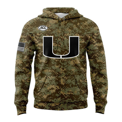 Miami Hurricanes Football Military Appreciation Limited Edition Camo Hoodie