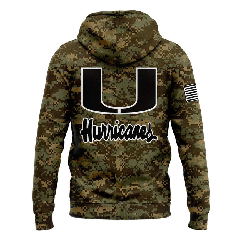 Miami Hurricanes Football Military Appreciation Limited Edition Camo Hoodie