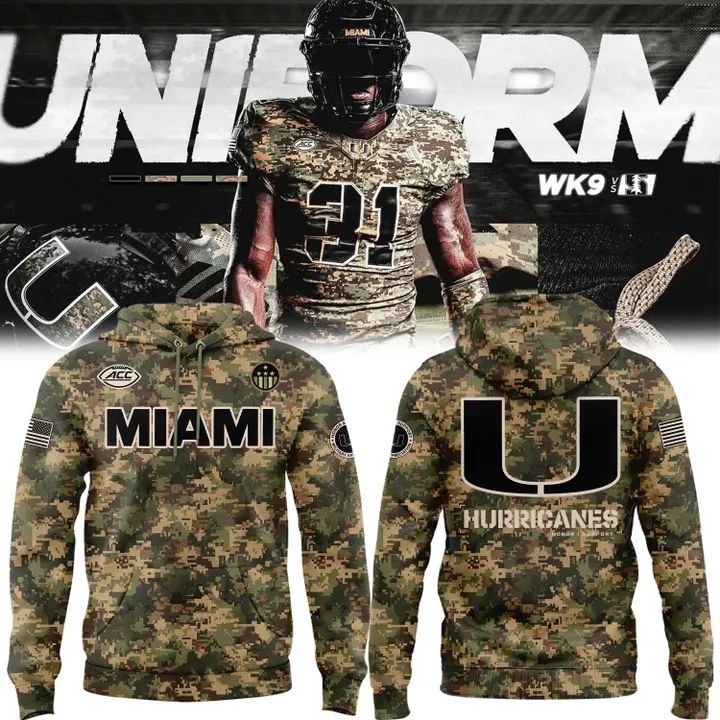 Miami Hurricanes Football Military Appreciation Limited Edition Camo Hoodie